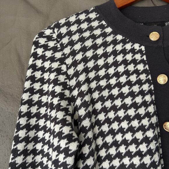 Ann Taylor Factory Petite Gray and White Houndstooth Cardigan Size XS - Picture 4 of 10